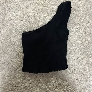 Black urban outfitters one shoulder crop top
